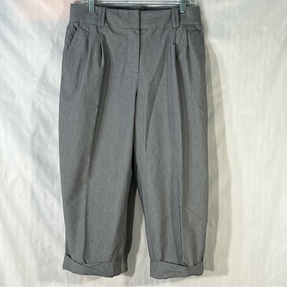 Poleci Pants - Poleci Gray Capris Pants Zipper Front Detailed Cuff Plus Size 14